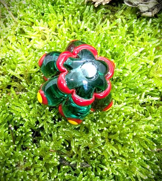 Amulettperle Waldglas +rot